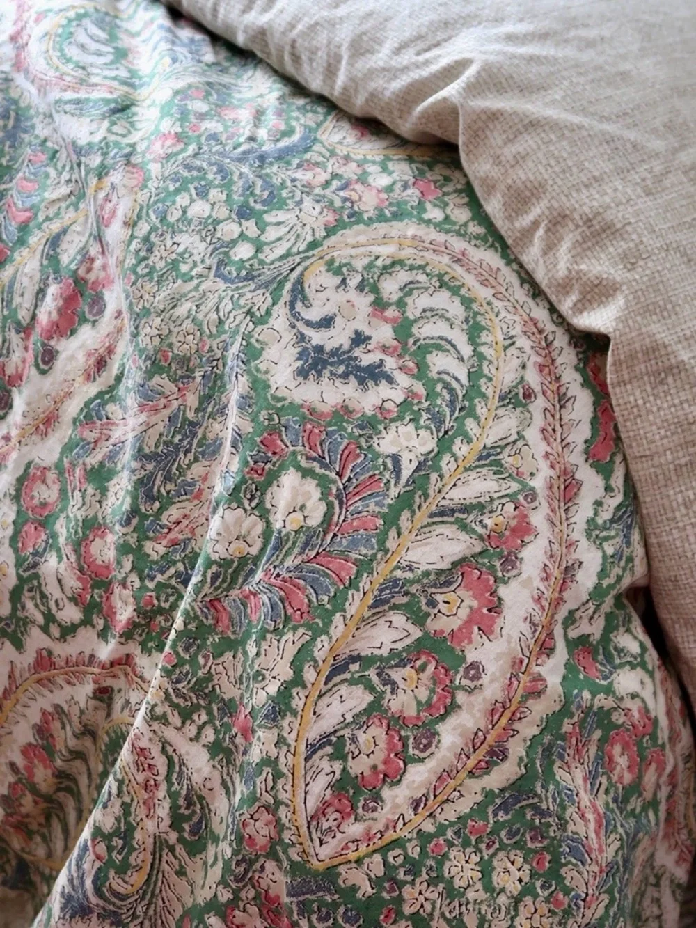 Ralph Lauren Allie Paisley Queen Duvet Cover with 1 Standard Sham Green paisley
